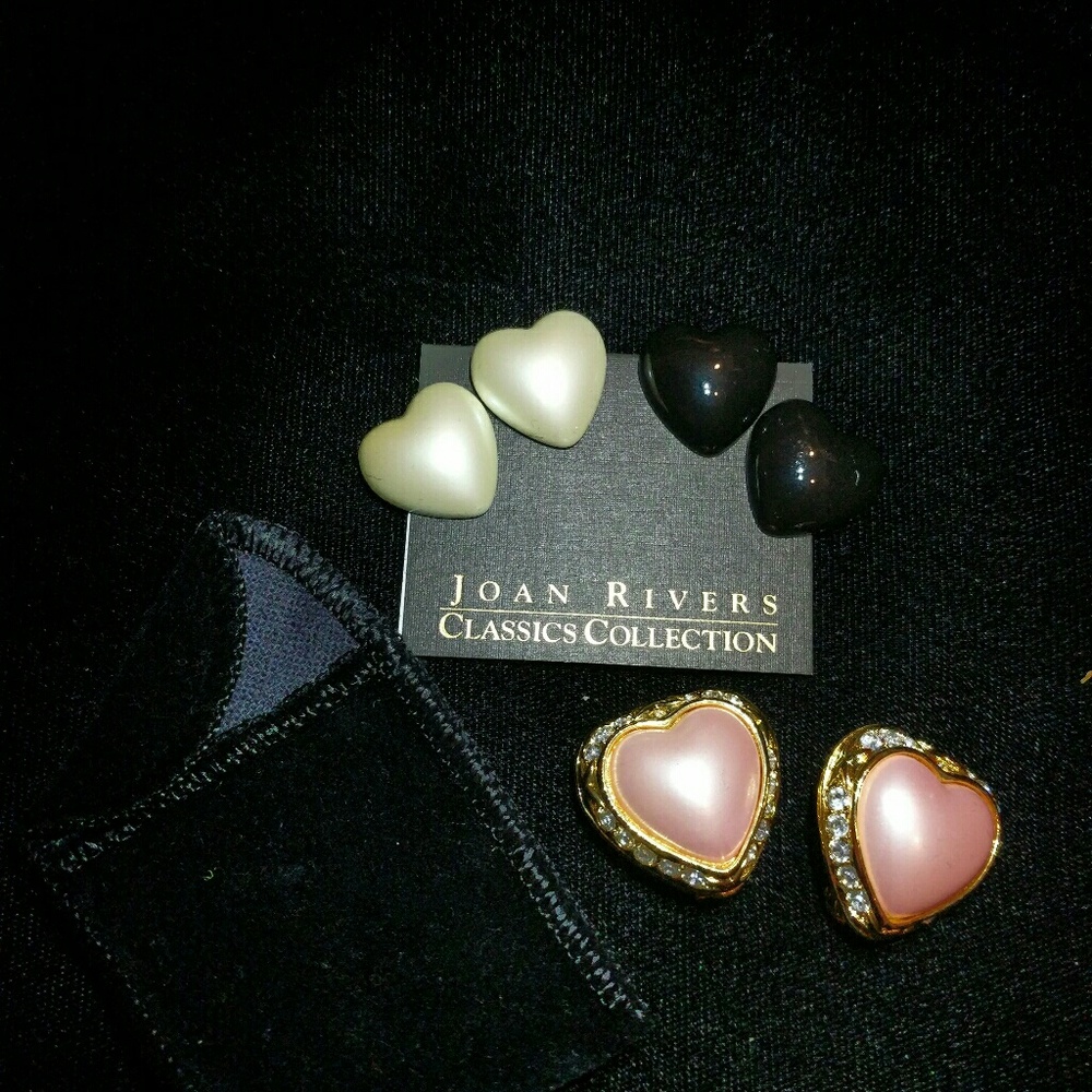 Joan Rivers Interchangable Clip On Heart Earrings